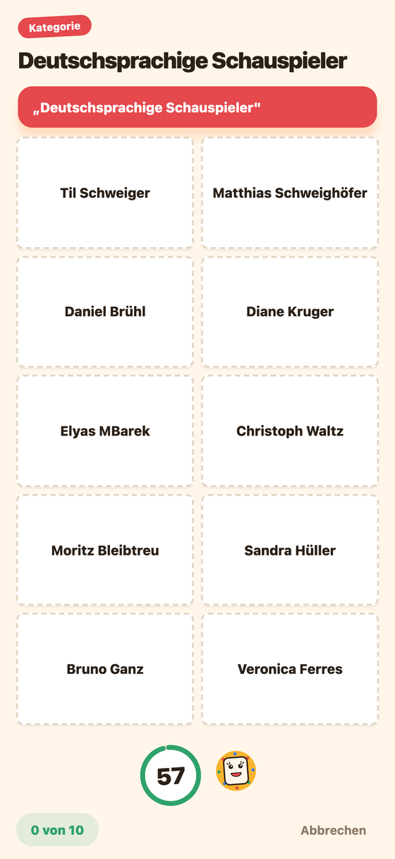 Bildschirmfoto: laufende Runde mit Countdown